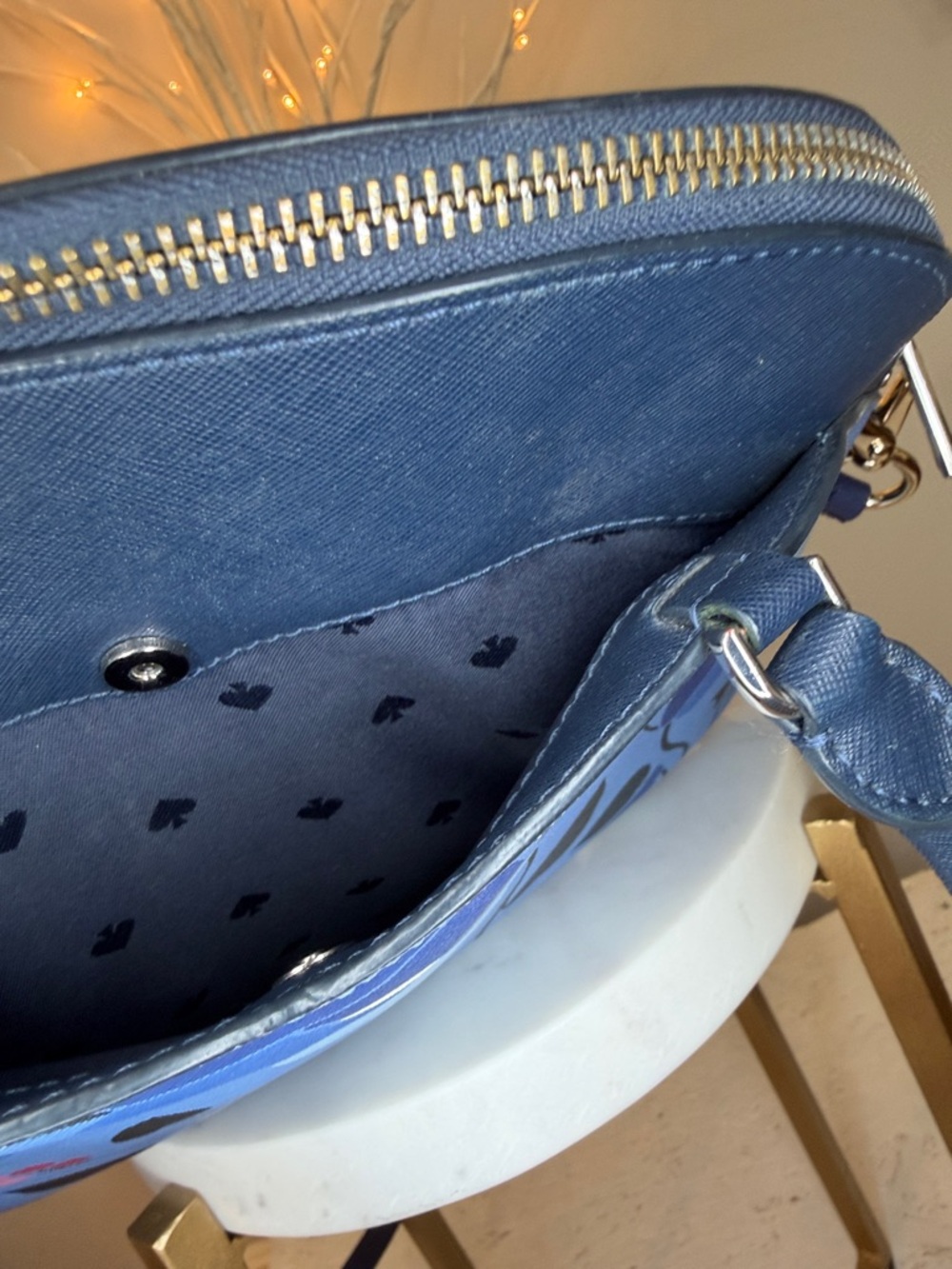 Kate Spade NWOT blue, patterned cross or handbag 13 x 8 1/2“ x 5“ deep - Picture 5 of 9